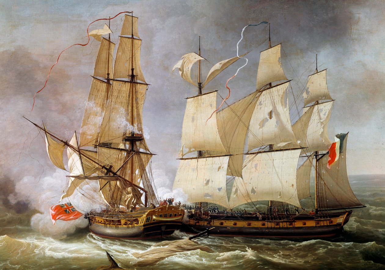 Søslag mellem den franske korvet "" La Bayonnaise"" og den engelske fregat "" L