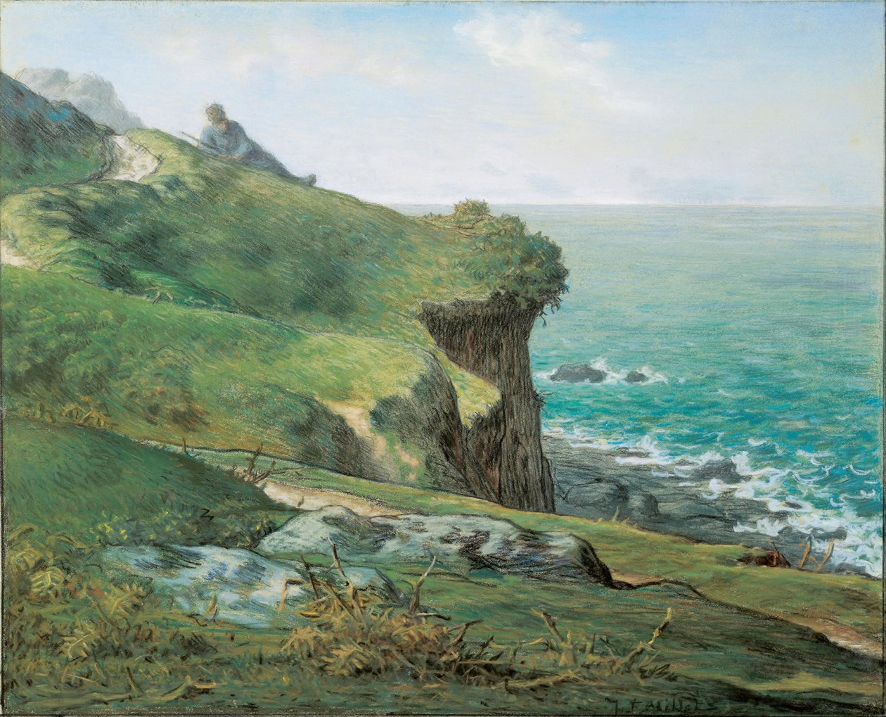 Cliffs at Greville par Millet, Jean Francois (1814-1875) af Jean Francois Millet