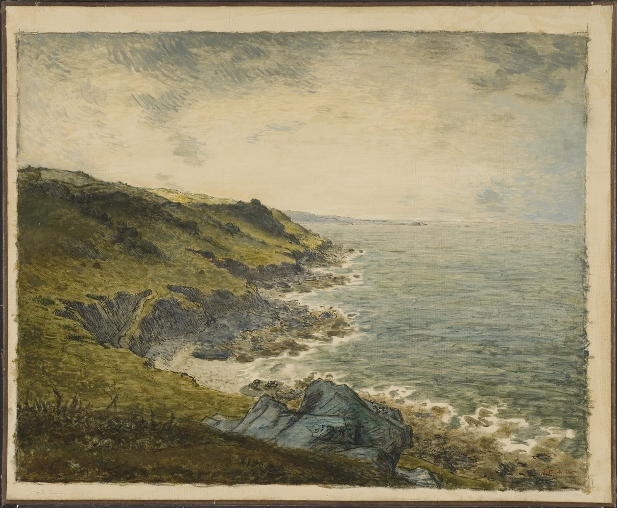 La cote a Greville (Greville Hague) - Kysten ved Greville, af Millet, Jean Francois (1814-1875). Olie på lærred. Mål: 60x73 cm. Nationalmuseum Stockholm af Jean Francois Millet