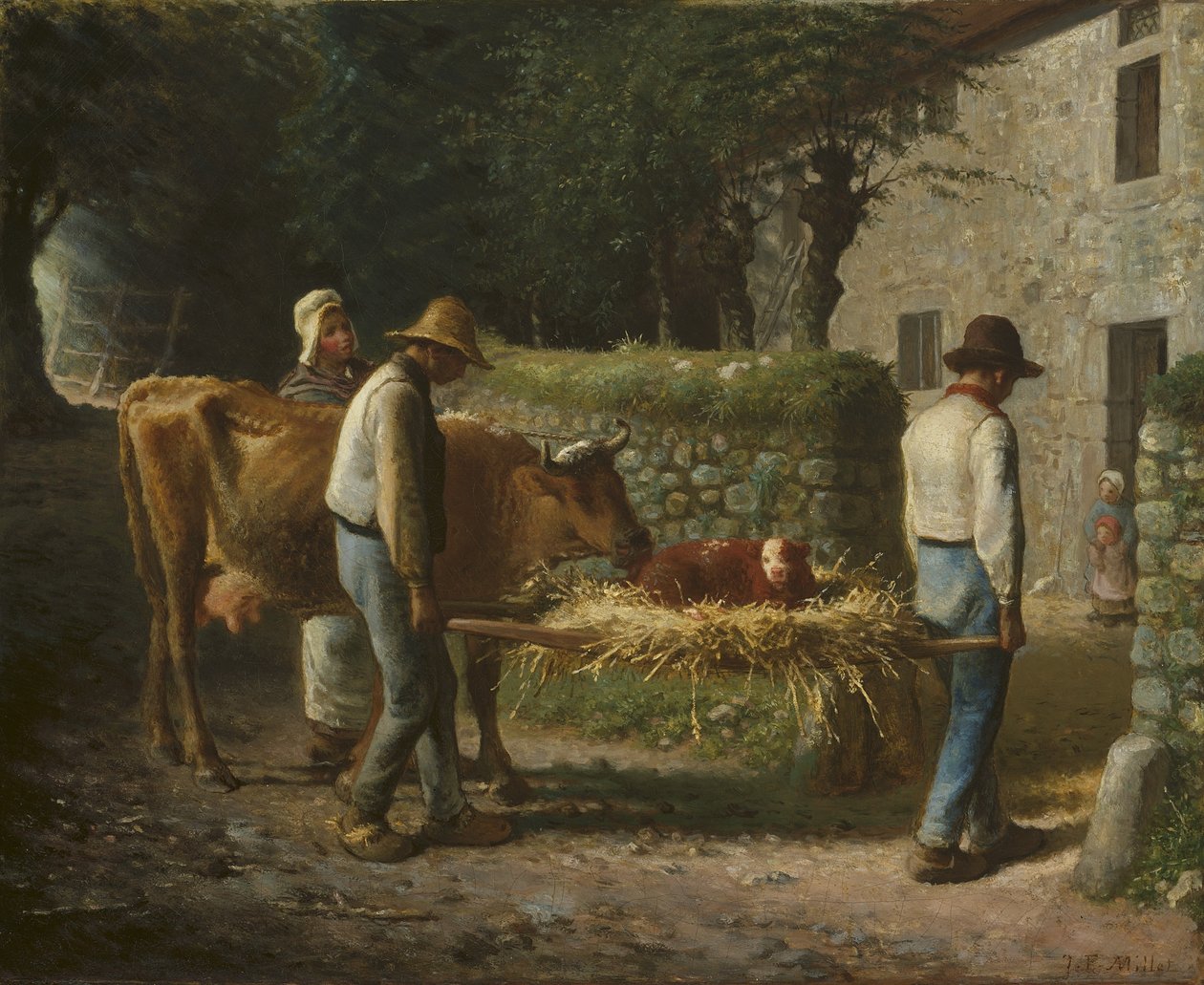 Bønder hjembringer en kalv født på marken, 1864 af Jean Francois Millet