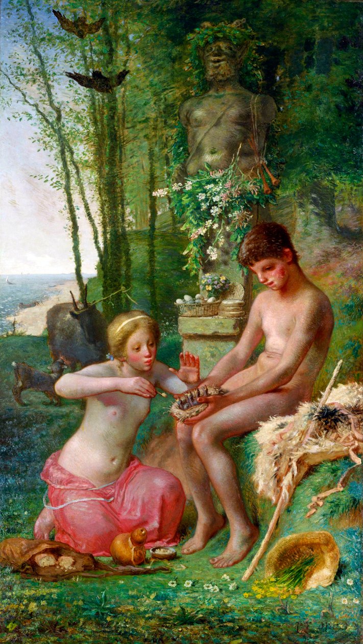 "Spring, Daphnis and Chloe" (Spring (Daphnis and Chloe)) Maleri af Jean-Francois (Jean Francois) Millet (1814-1875) - 1865 - Olie på lærred Dim 235,5x135 cm National Museum of Western Art, Tokyo af Jean Francois Millet