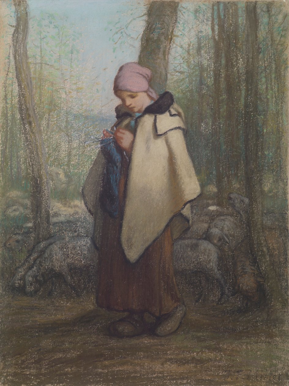 Den strikke hyrdinde af Jean-Francois Millet