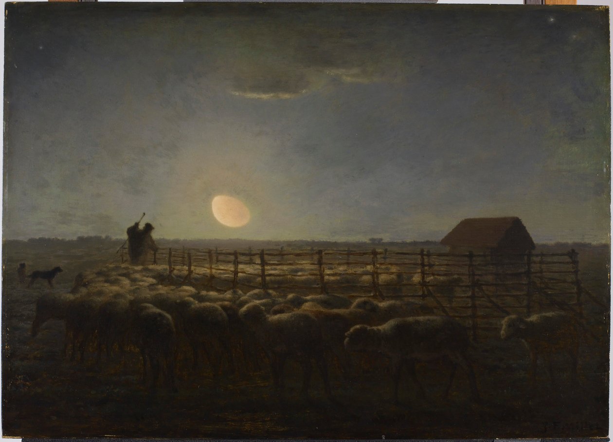Fårefolden, måneskin af Jean-Francois Millet