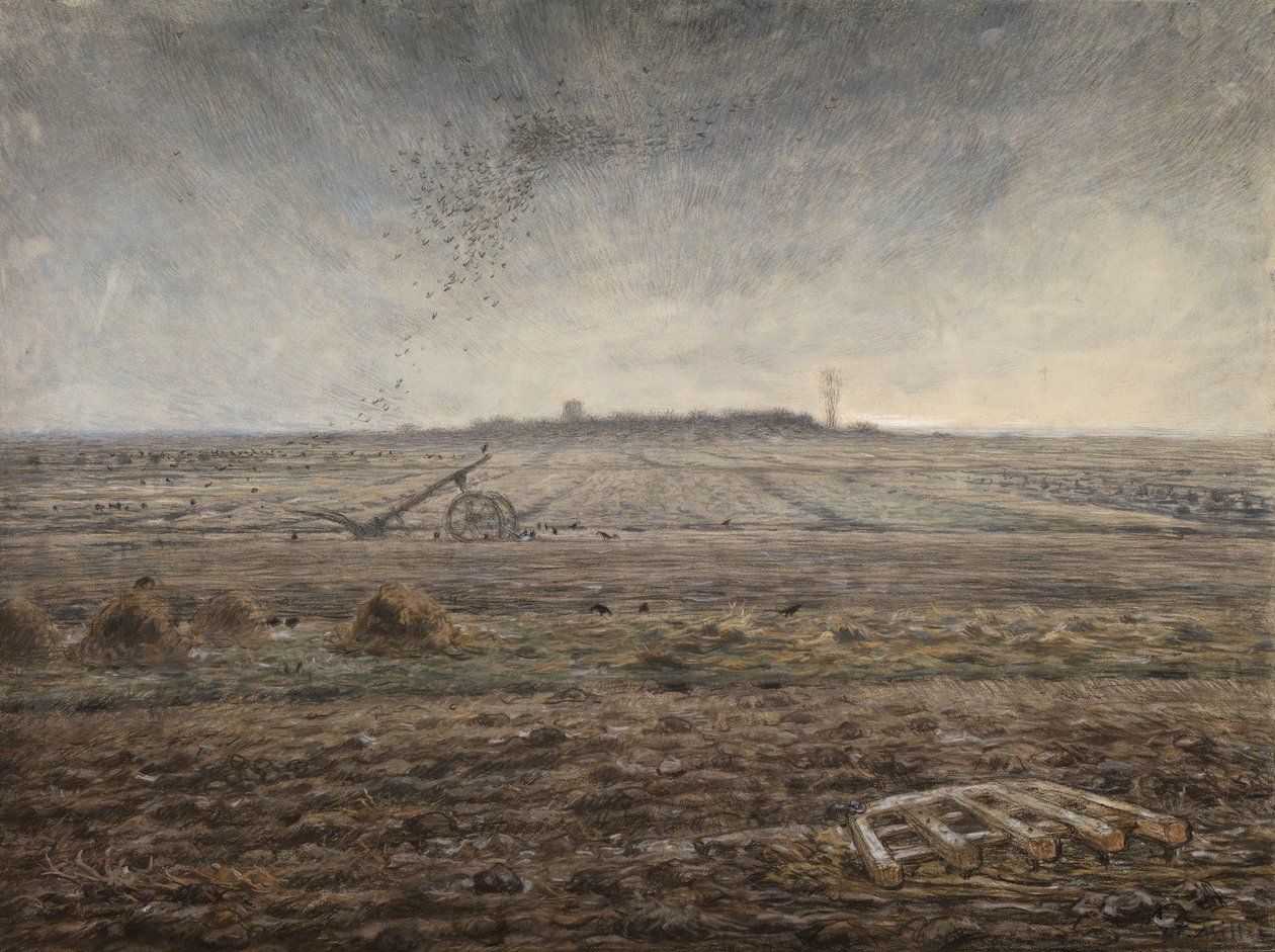 Winter, The Plain of Chailly, ca. 1862-66 (pastel på papir) af Jean Francois Millet