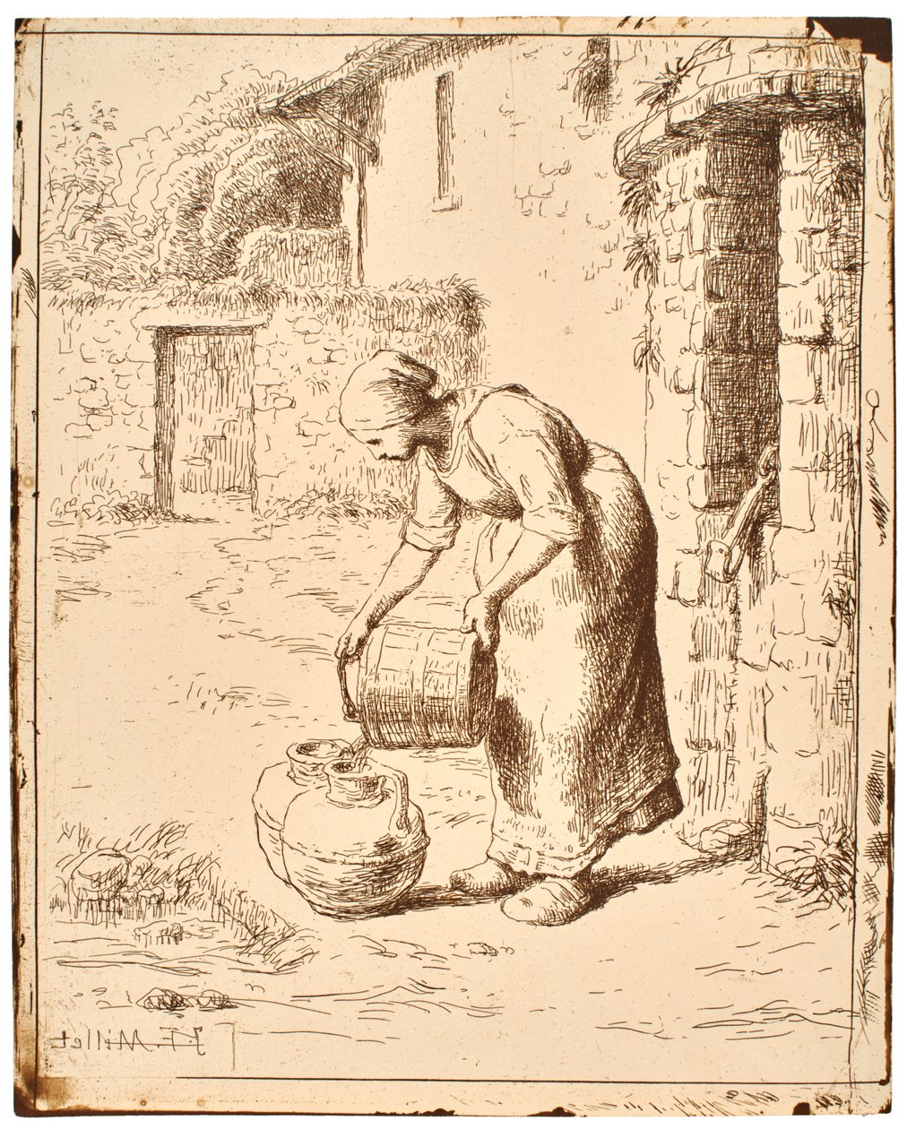 Frau leert einen Eimer af Jean-Francois Millet