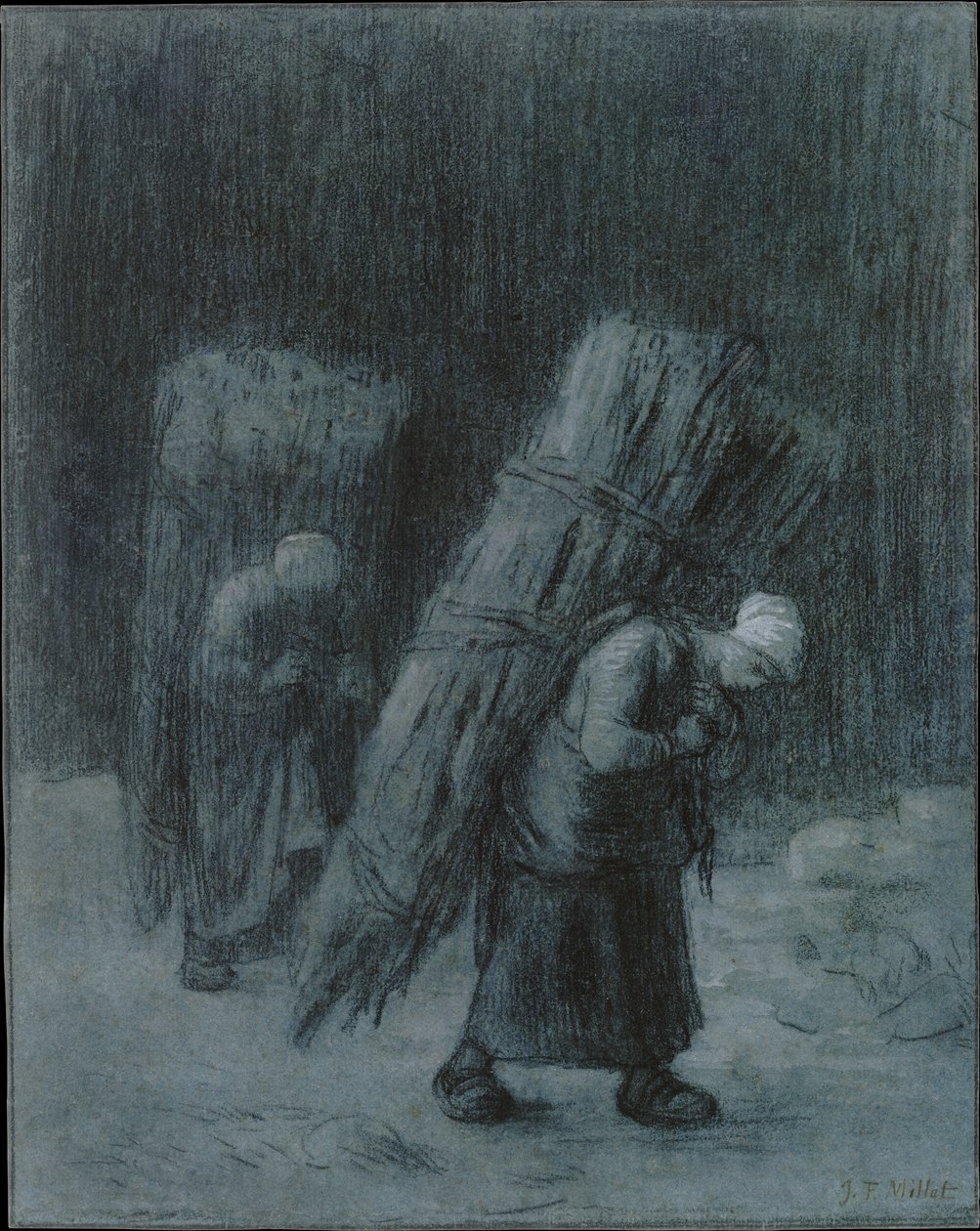 Kvinder, der bærer brændebundter af Jean-Francois Millet