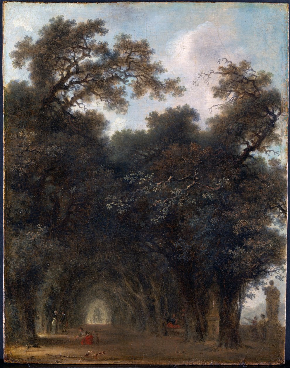 En skyggefuld allé, ca. 1775, olie på træ af Jean Honore Fragonard