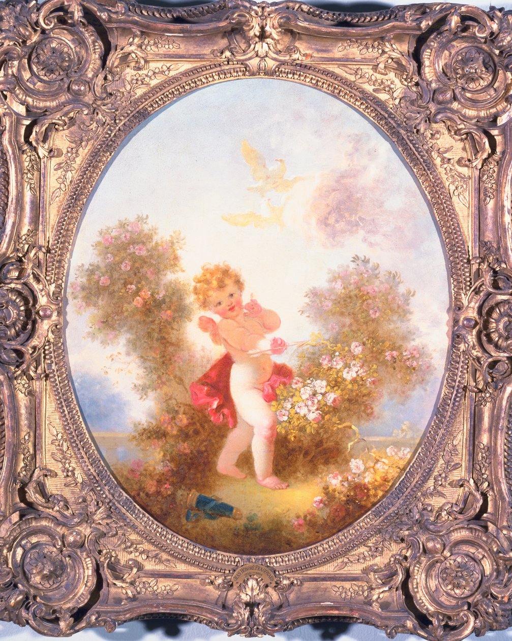 Amor blandt roser, eller elsker vagtposten, c.1775 af Jean Honore Fragonard