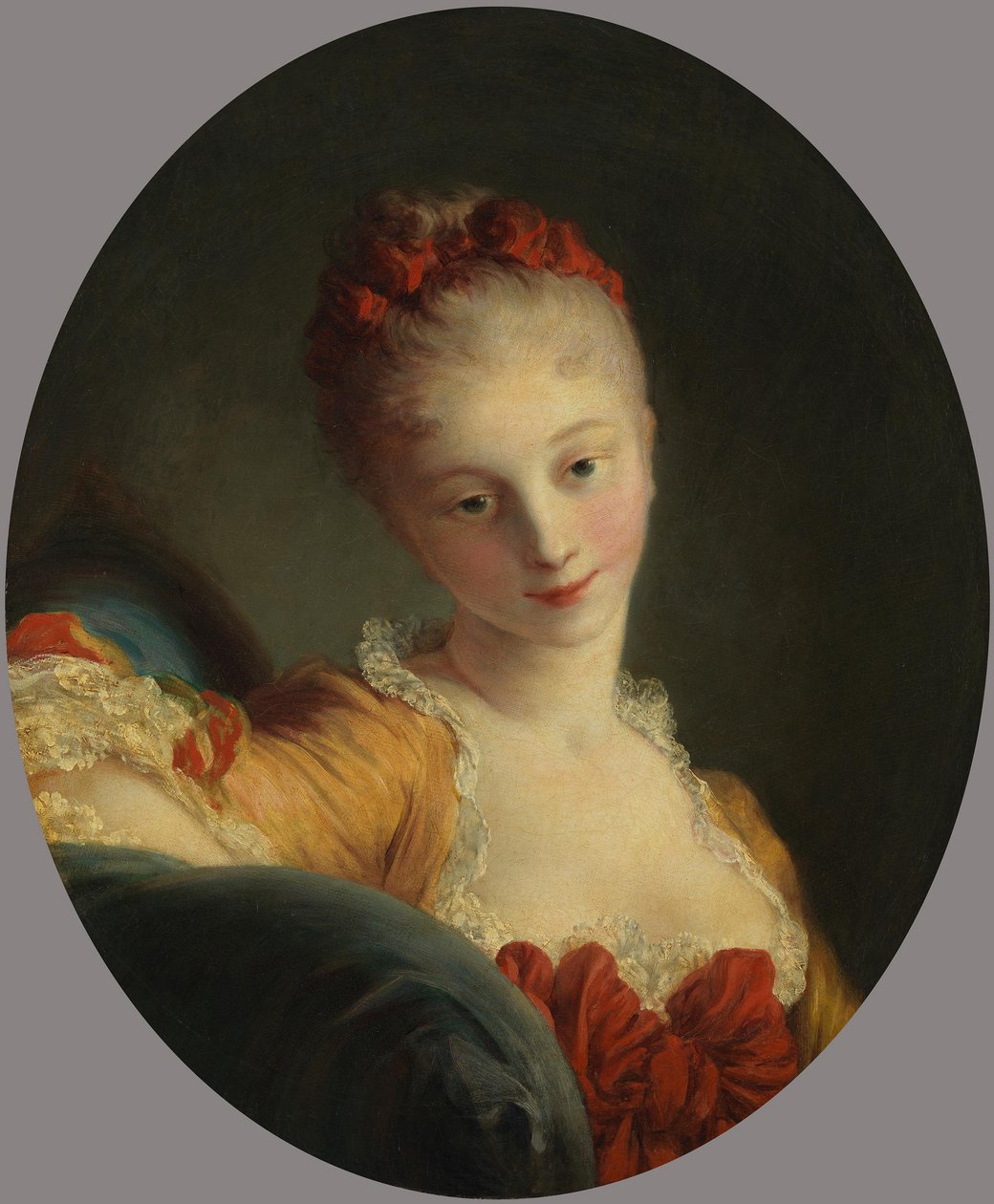 Portræt af en ung dame (Marie-Madeleine Guimard?) af Jean-Honore Fragonard