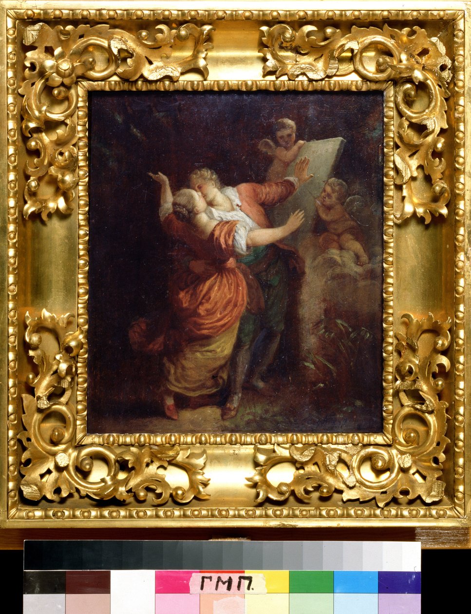 ""The Oath to Love"" (Oath to Love) Maleri af Jean Honore Fragonard (1732-1806) Pushkin Memorial Museum fra det 18. århundrede, Sankt Petersborg af Jean Honore Fragonard