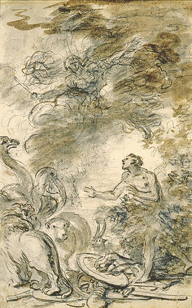 Melissa genopretter Astolfo til sin naturlige form (pen og blæk, kridt og vask på papir) af Jean Honore Fragonard