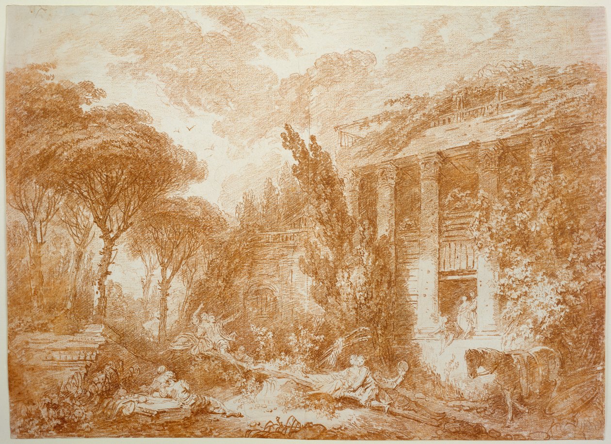 Parklandschaft des Schlosses Marburg af Jean-Honore Fragonard