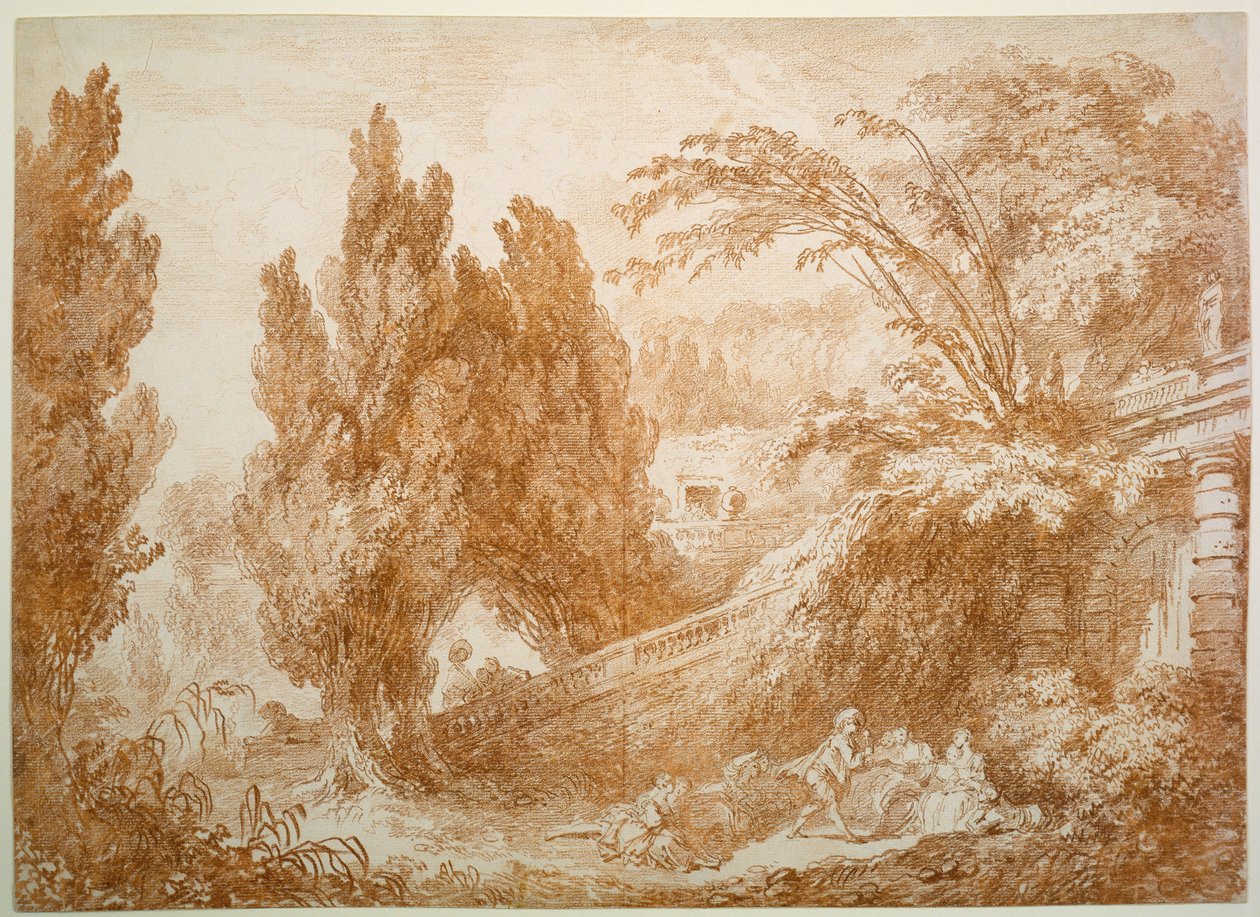 Parklandschaft mit fröhlicher Gesellschaft af Jean-Honore Fragonard
