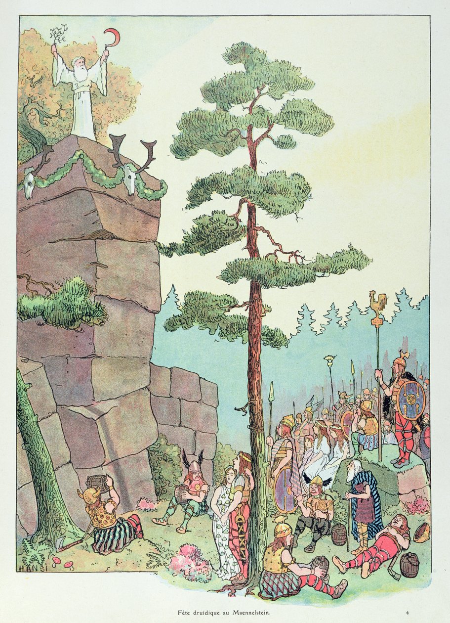Druidefestival i Maennelstein, Alsace, illustration fra 