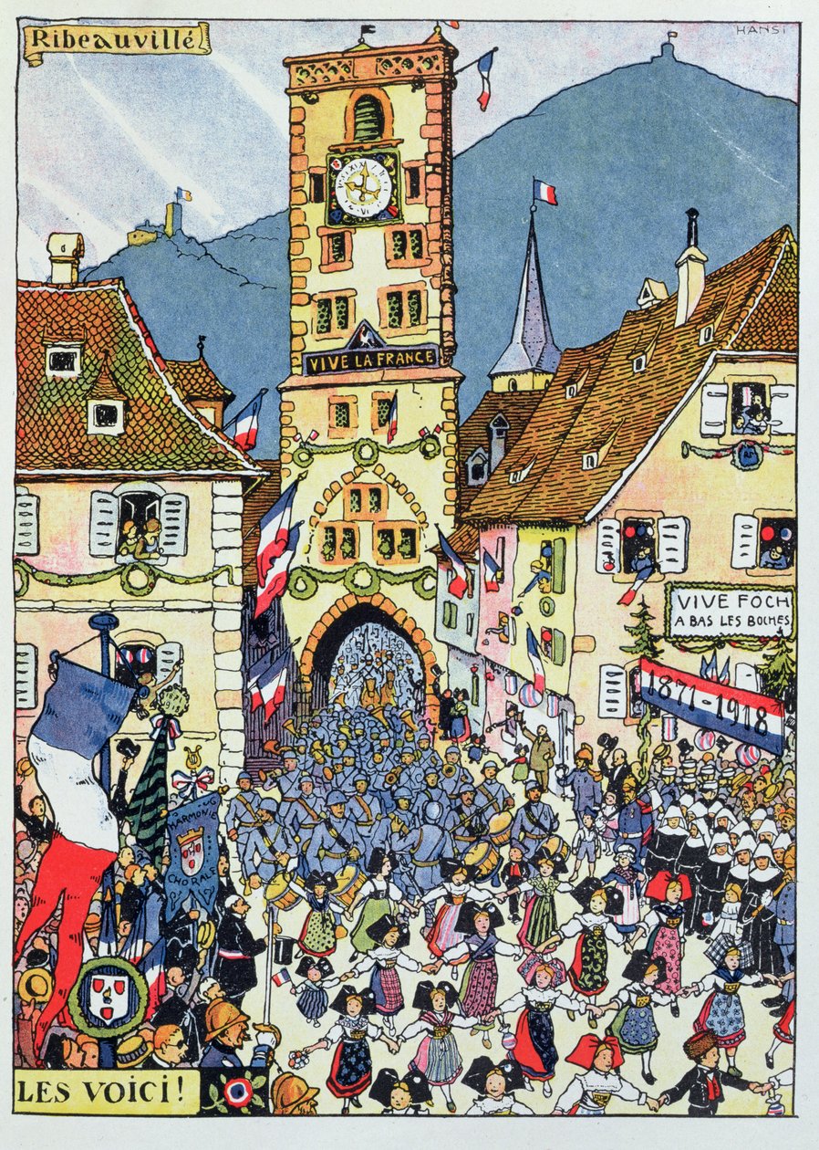 Franske troppers indtog i Ribeauville, Alsace af Jean Jacques Waltz