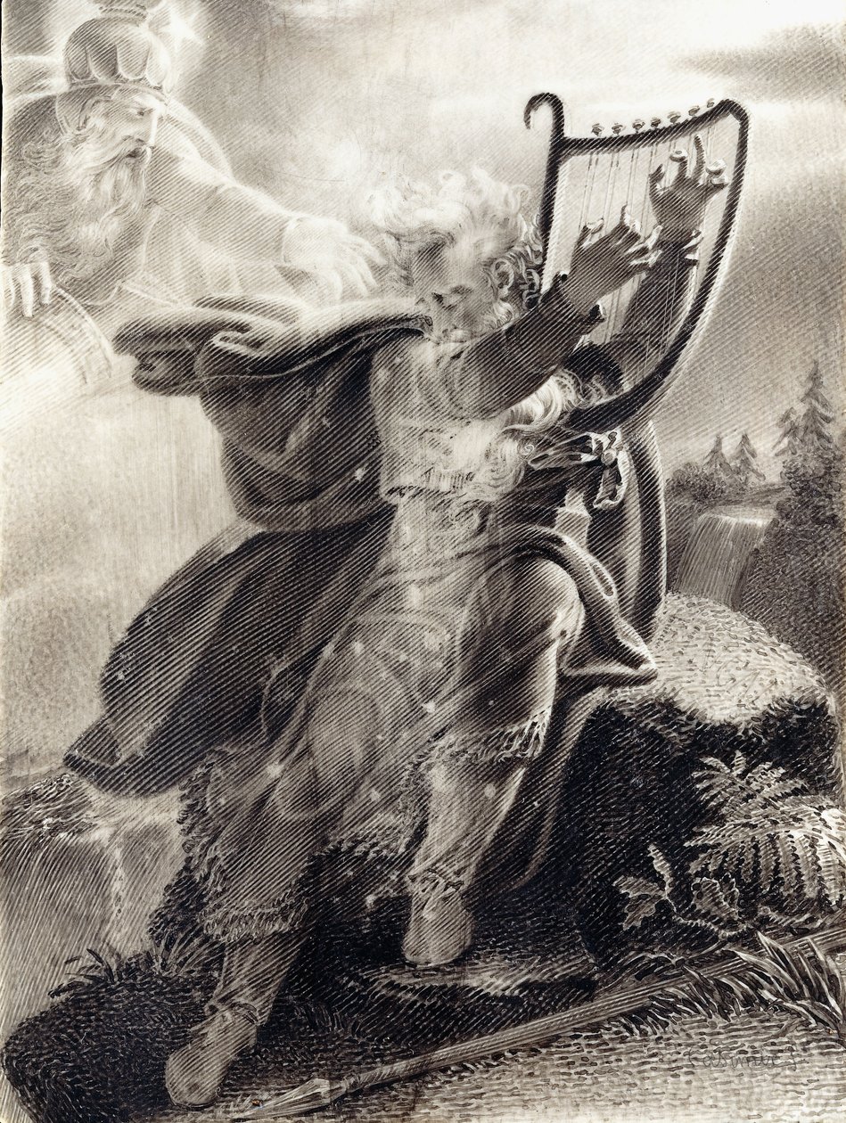 Ossian Playing the Harpdani af Jean Jacques Casimir Karpff