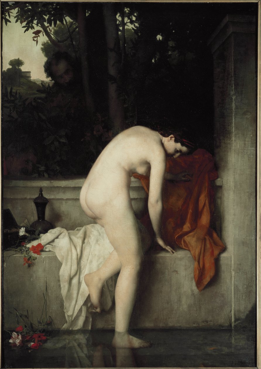 The Chaste Suzanne, also known as Suzanne in the Bath - Painting by Jean Jacques Hennerdani af Jean Jacques Henner