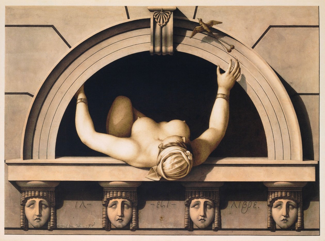 Han er fri (Il est Libre), ca. 1798 (akvarel på papir) af Jean Jacques Lequeu