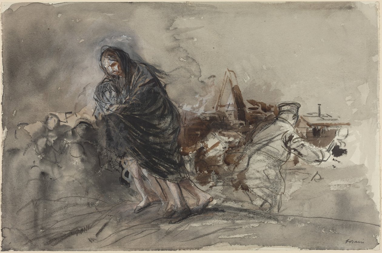 Efter Douai, sandsynligvis 1918 (akvarel) af Jean-Louis & Caran D