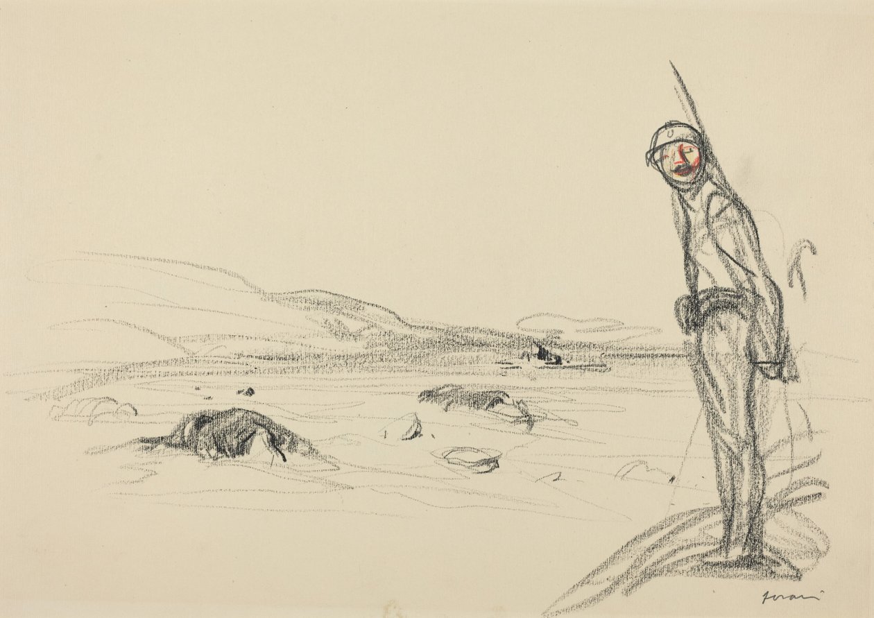Langs Marne, sandsynligvis 1918 (farvekridt på papir) af Jean-Louis & Caran D