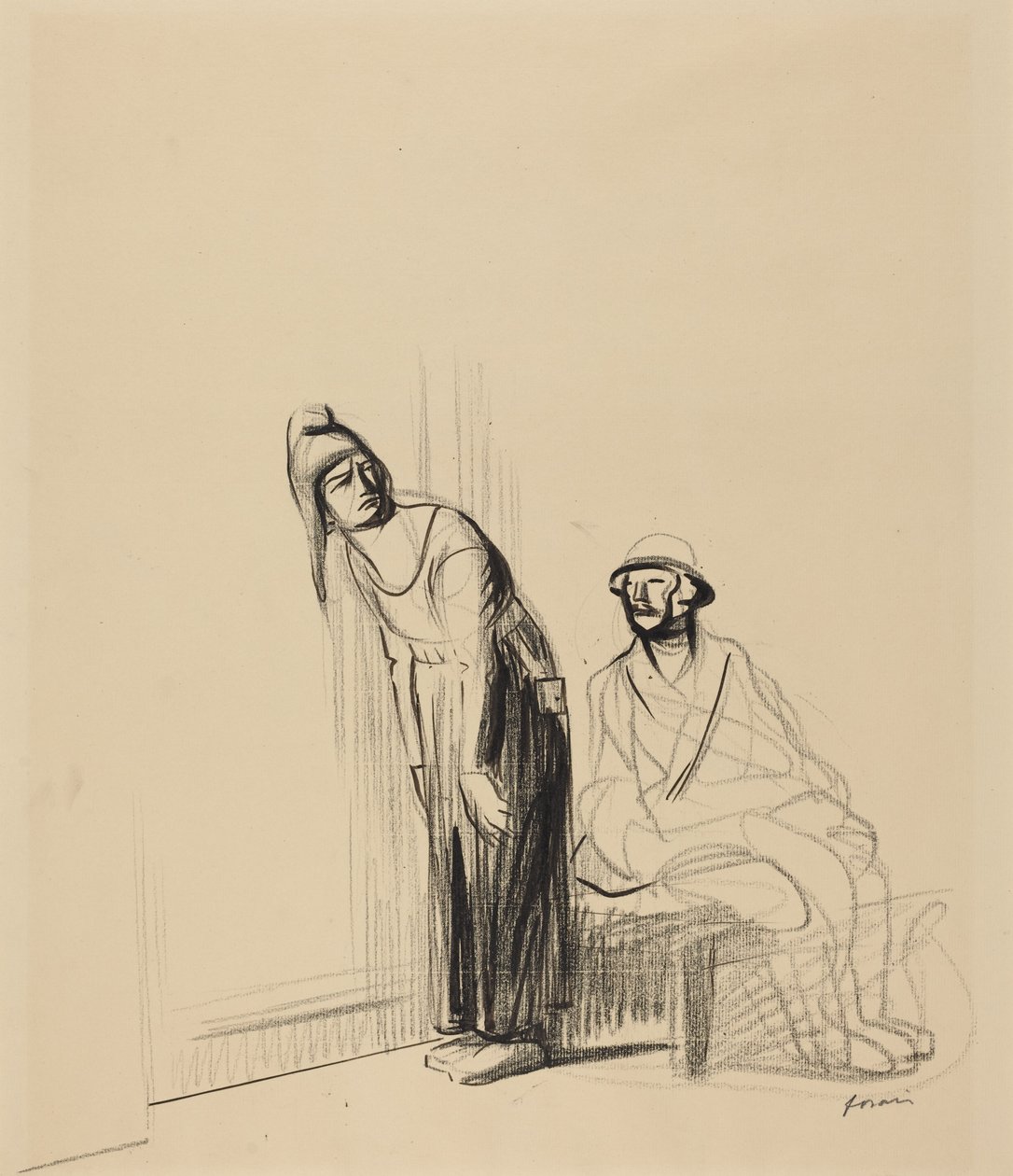 På fredskonferencen, ca. 1919 (blæk på papir) af Jean-Louis & Caran D