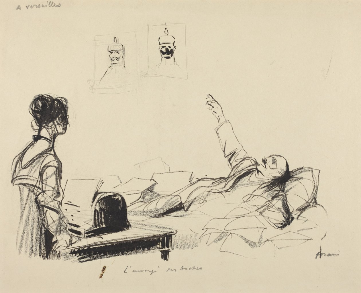 I Versailles.  Tyskerne sender en udsending af Jean-Louis Forain