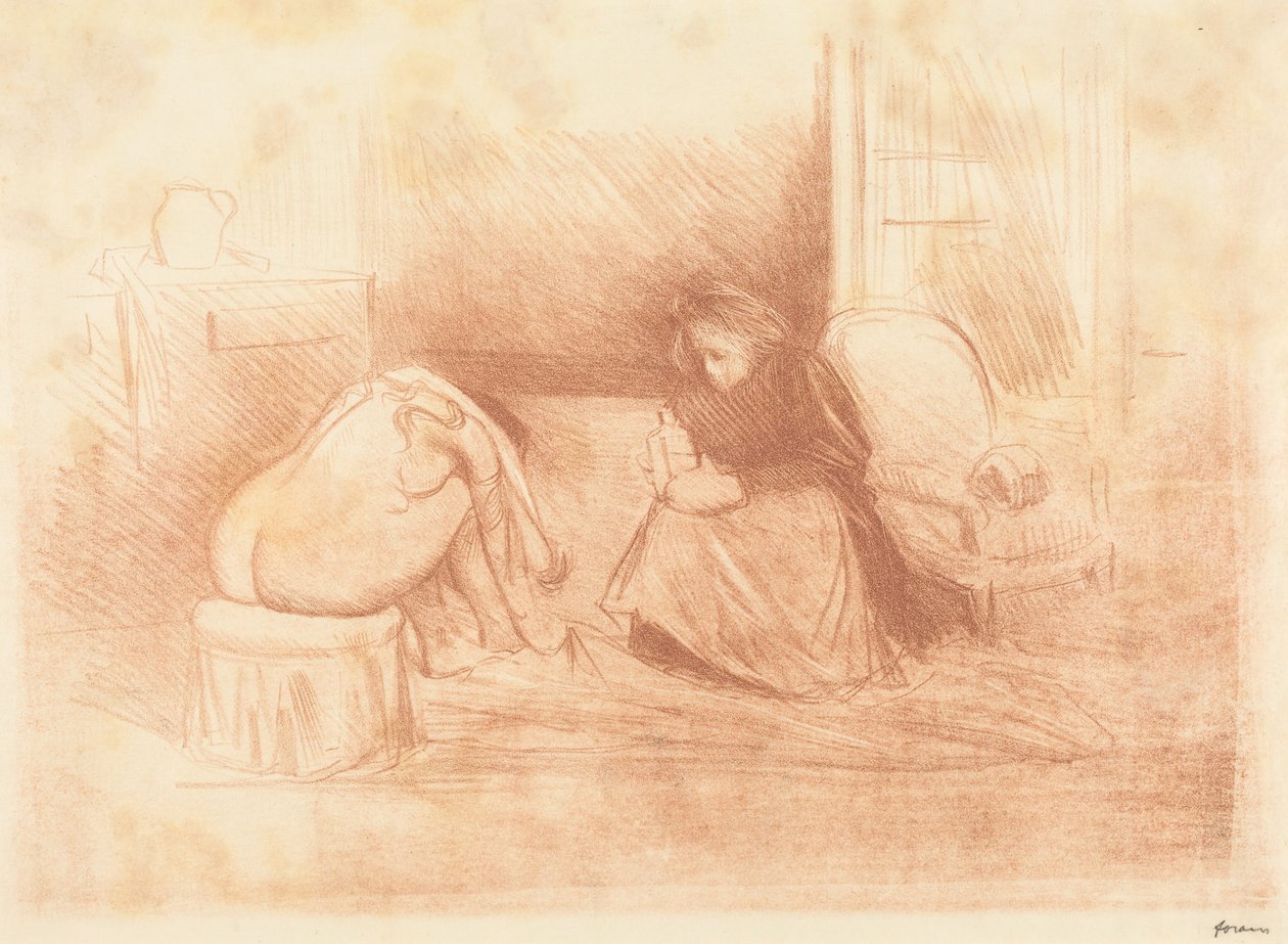 Frau bei ihrer Toilette mit ihrer Zofe (zweite horizontale Platte) af Jean-Louis Forain