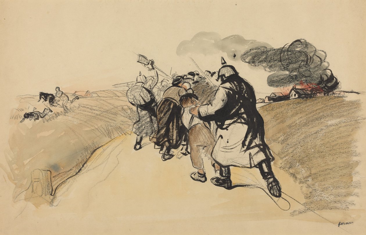 Tysk angreb på en landsby af Jean-Louis Forain