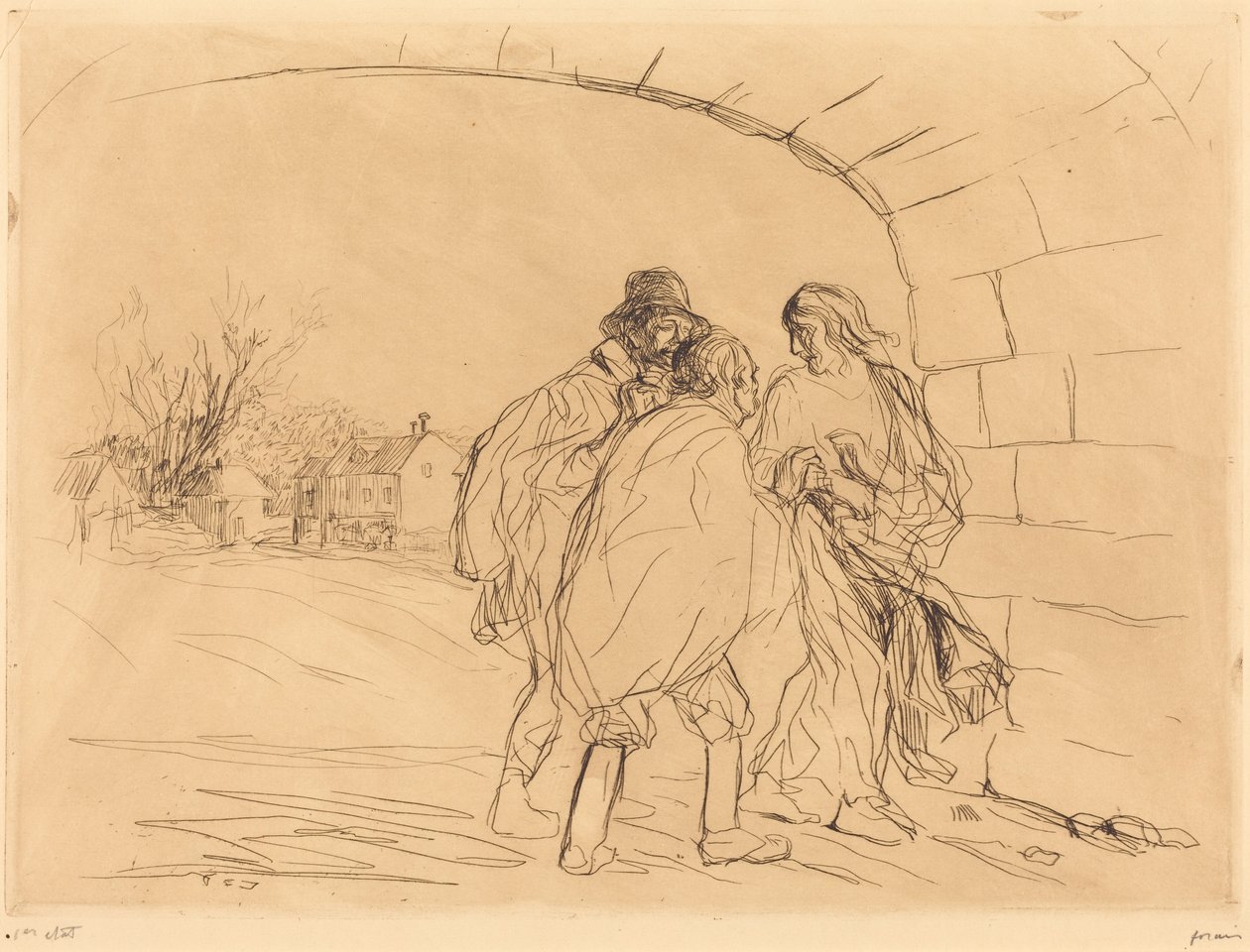 Mødet under buen (første planche) af Jean-Louis Forain