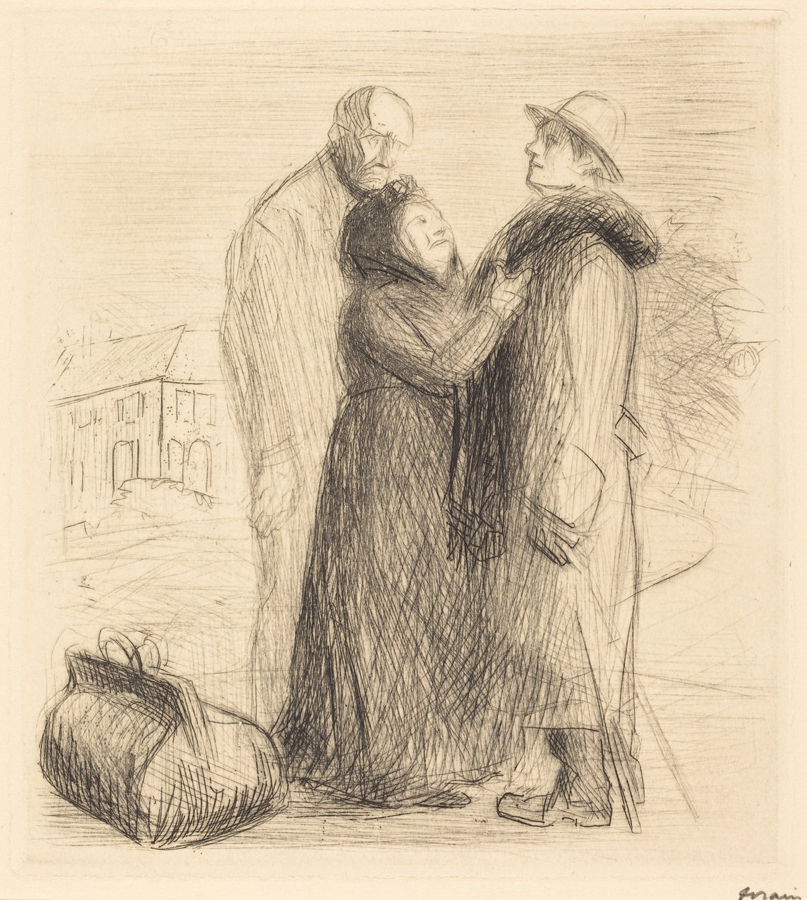 Den fortabte søns afrejse (1. tavle, lodret) (The Departure of the Prodigal Son) (første tavle, lodret) af Jean-Louis Forain
