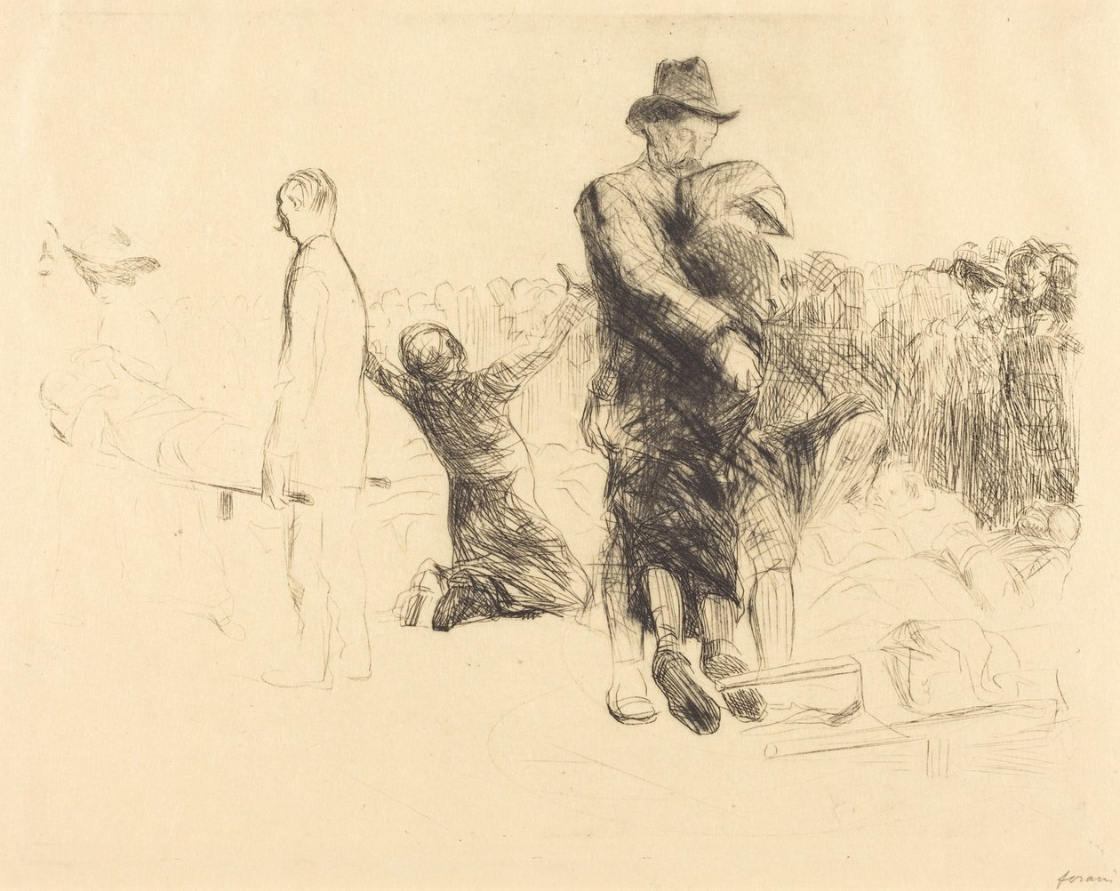 Lourdes, transport af lammede (Lourdes, Transport of the Paralyzed) af Jean-Louis Forain