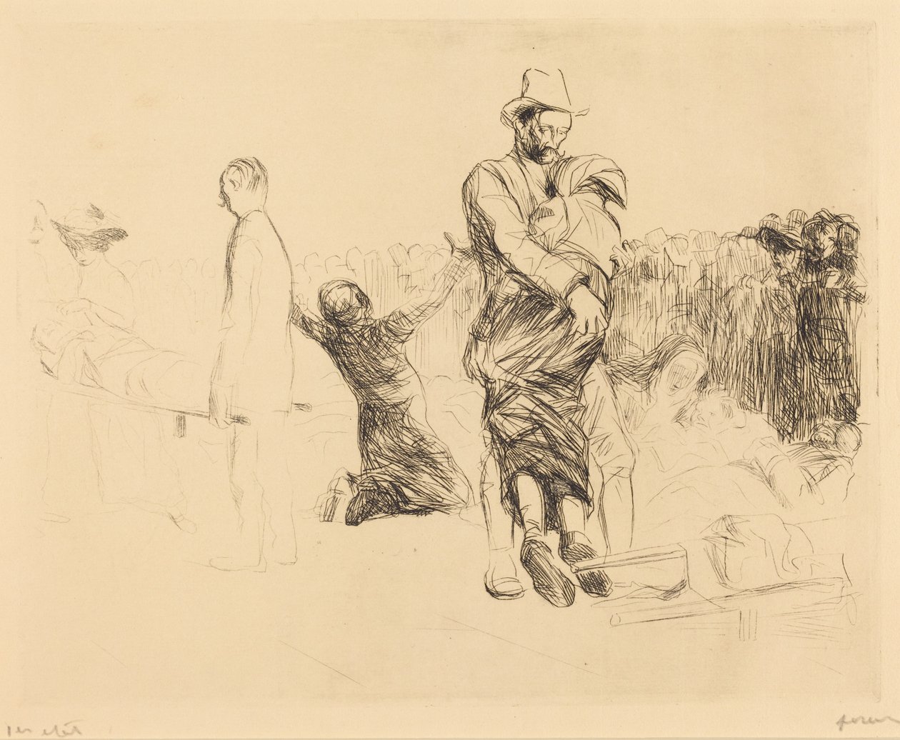 Lourdes, transport af lammede (Lourdes, Transport of the Paralyzed) af Jean-Louis Forain