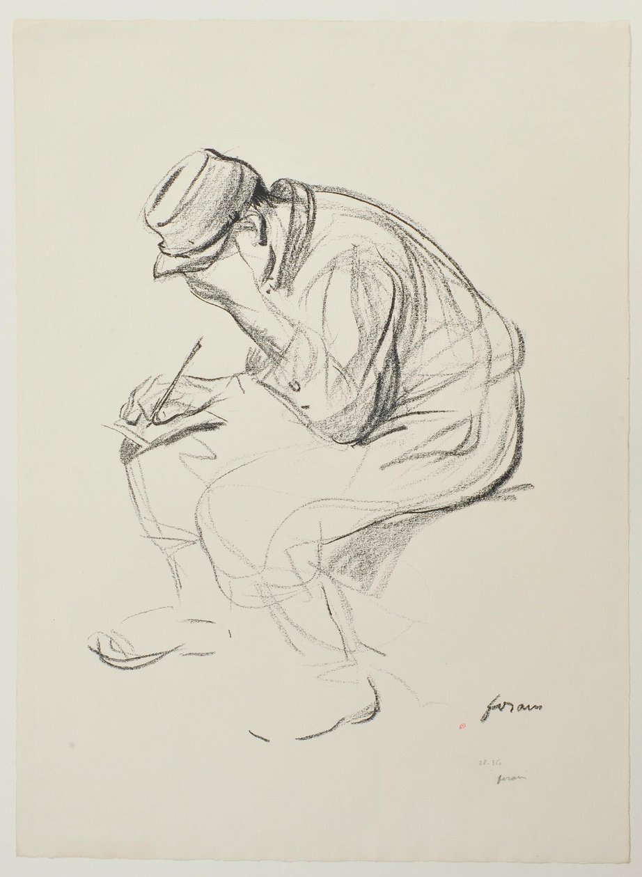 [Soldat, der sidder og skriver] af Jean-Louis Forain