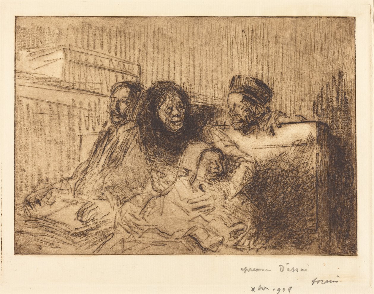 Vidner ved høringen (2. tavle) (Evidence at the Hearing) (second plate) af Jean-Louis Forain