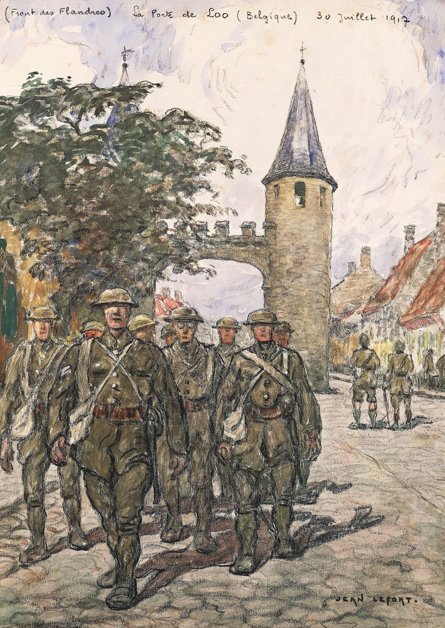 Fronten i Flandern, porten til Loo (Belgien), 30. juli 1917 (akvarel på papir) af Jean Louis Lefort