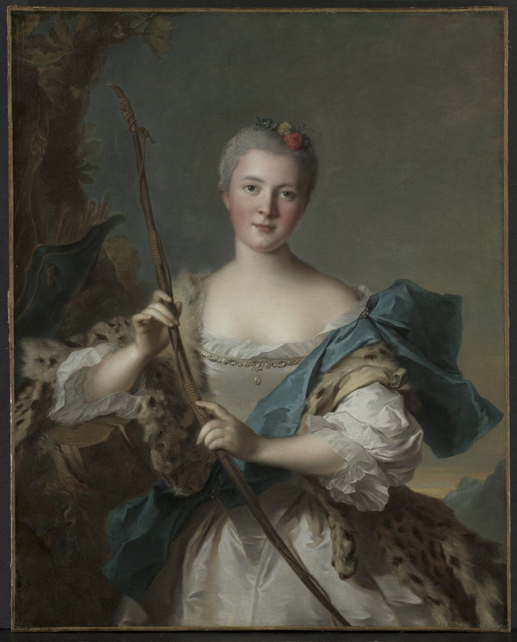 Portræt af en kvinde som Diana af Jean-Marc Nattier