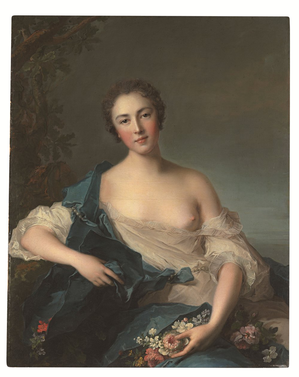 Portræt af en kvinde som Flora af Jean Marc Nattier