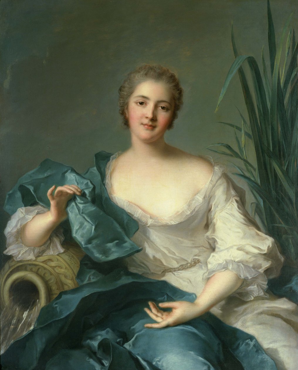 Portræt af Madame Marie-Henriette Bertolo de Pleneuf. af Jean-Marc Nattier