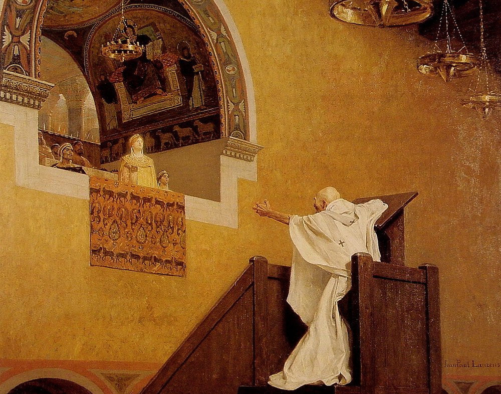 Saint John Chrysostom og kejserinden Eudoxia af Jean Paul Laurens