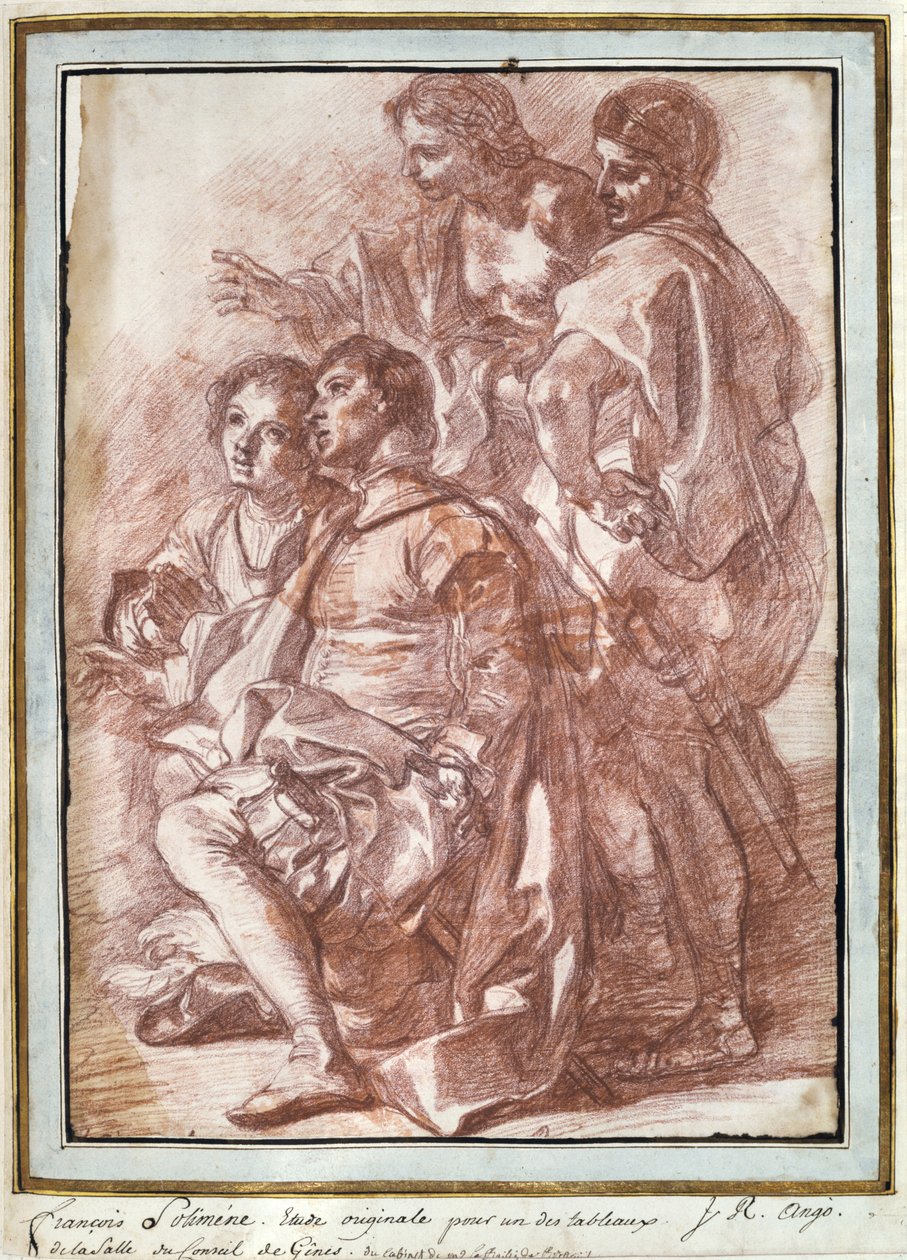 Christopher Columbus lander i Amerikas 1494 (rød farveblyant) af Jean Robert Ango