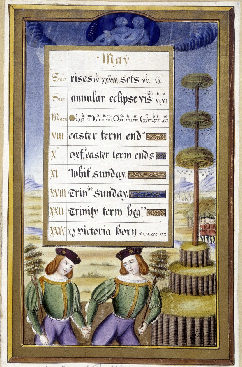 Maj: Majs træ (Gemeaux) - faksimile af Anne af Bretagnes timer, af Jean Bourdichon af Jean (after) Bourdichon