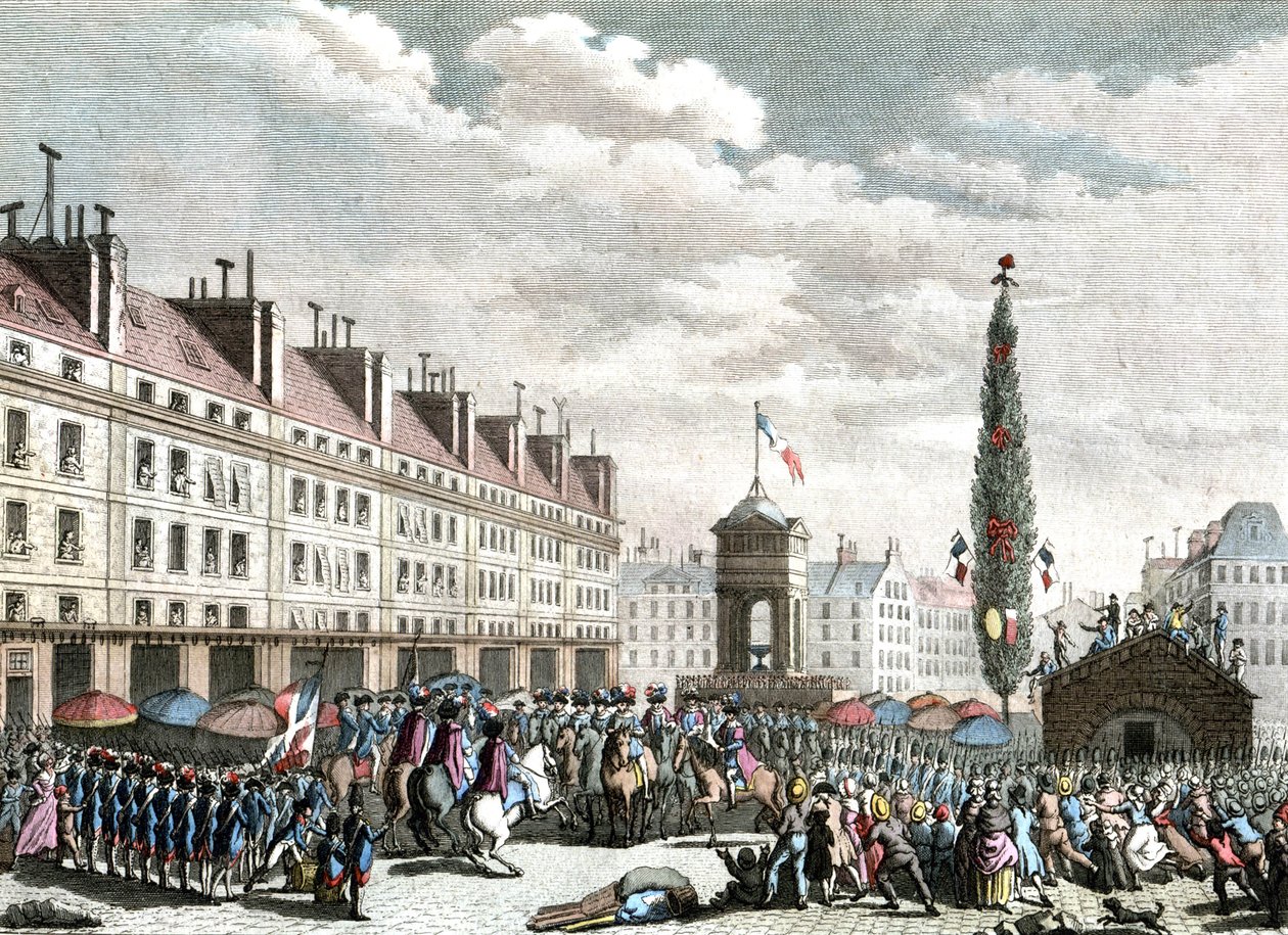 proklamationen af den franske forfatning, 1791, slutningen af det 18. århundrede (gravering) af Jean (after) Duplessis Bertaux