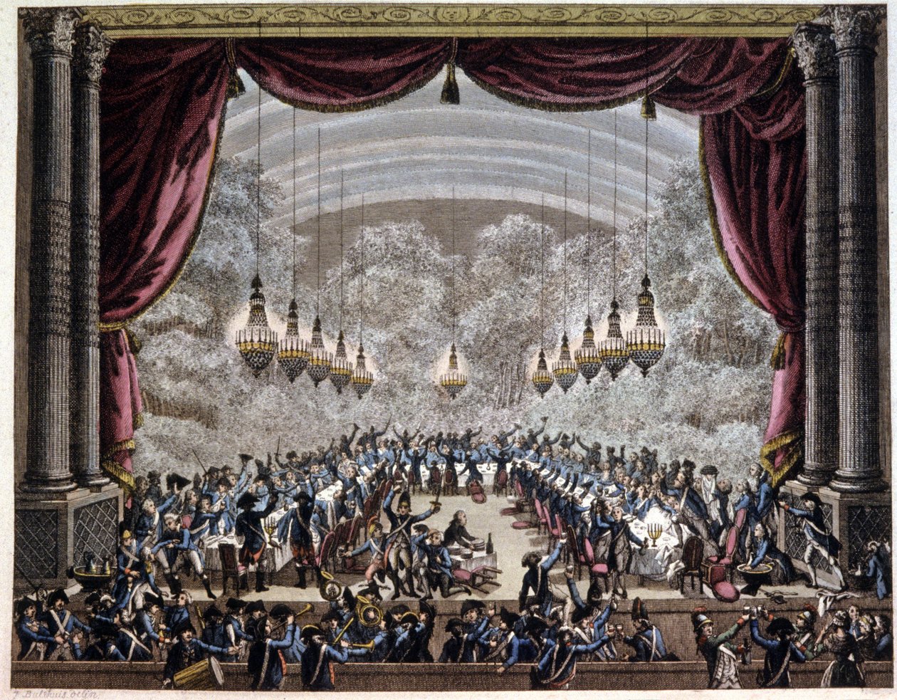 Fransk revolution: vagtbanket i Paris, ca. 1750-1800 (gravering) af Jean (after) Duplessis Bertaux