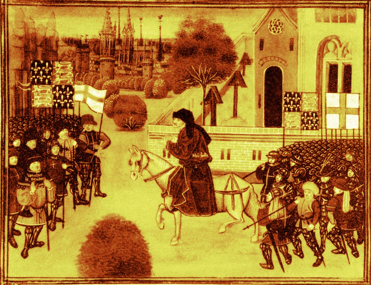 John Balls Prædiken til bønderne, illumination til Jean Froissarts Krønike (14. århundrede). af Jean (after) Froissart