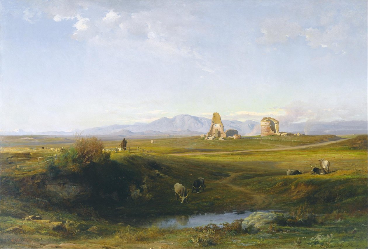 En udsigt over det romerske landskab af Jean Achille Benouville
