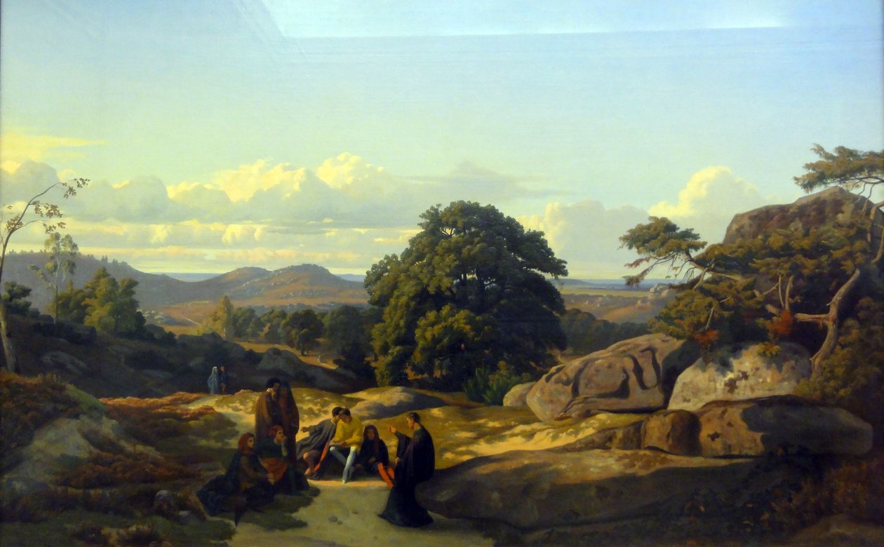 Abaelard taler med sine elever i nærheden af Melun af Jean Achille Benouville