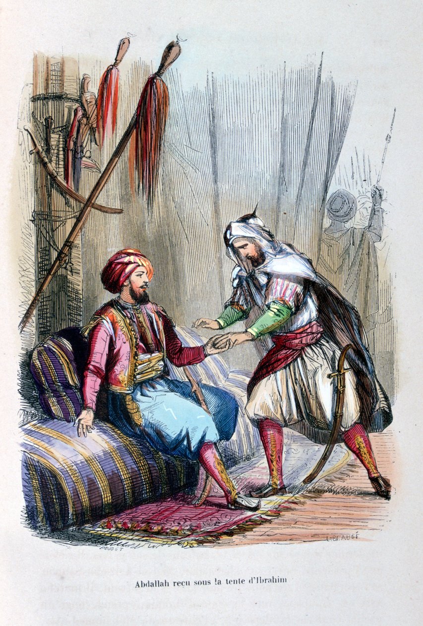Abdullah modtaget i Ibrahim Pashas telt, 1818, c1847 af Jean Adolphe Beauce