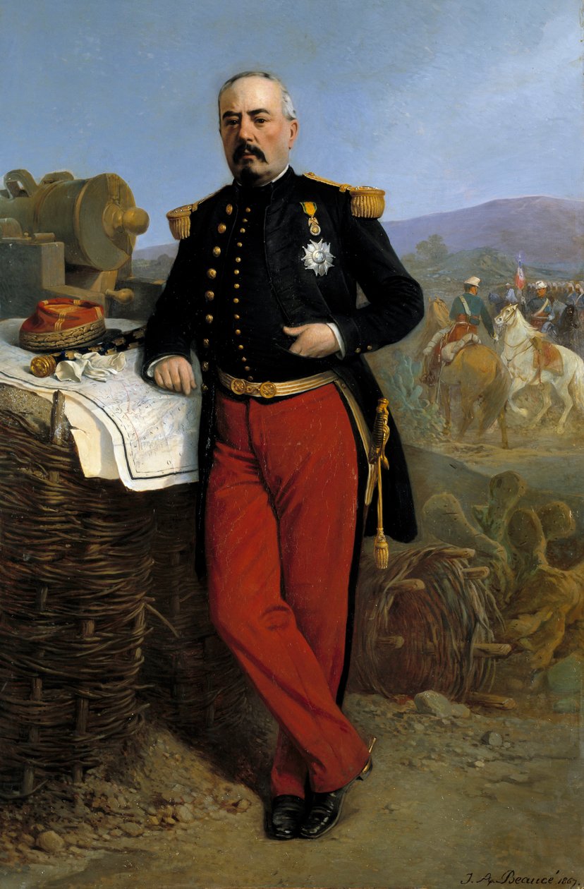 Achille Bazaine (1811-1888) marechal of the Empire i 1864: portræt af Francois Achille Bazaine (Francois-Achille) repræsenterende chef for den franske ekspeditionsstyrke i Mexico mellem 1863 og 1867, Maleri af Jean Adolphe Beauce (18718)-18718-18718 af Jean Adolphe Beauce