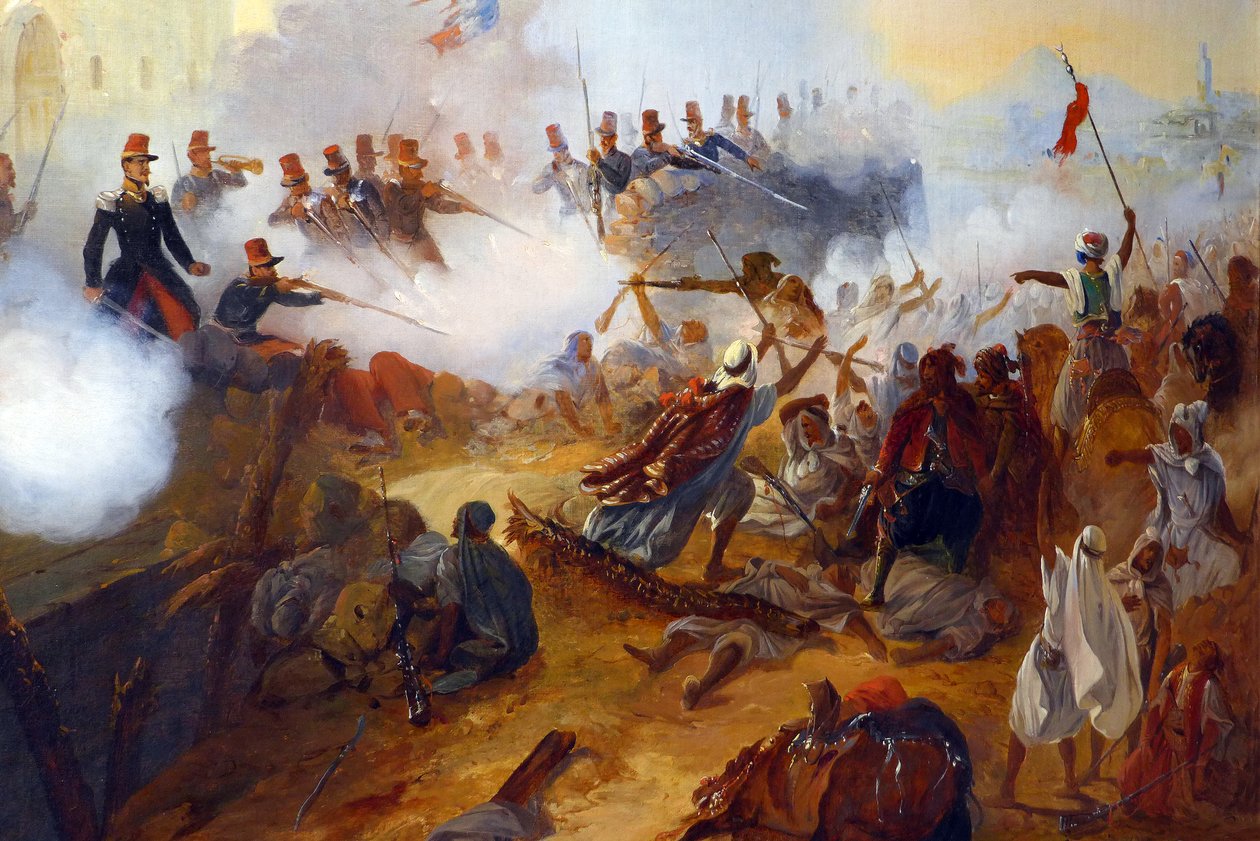 Kaptajn Lelièvres heroiske forsvar i Mazagran (februar 1840), detalje af Jean Adolphe Beauce