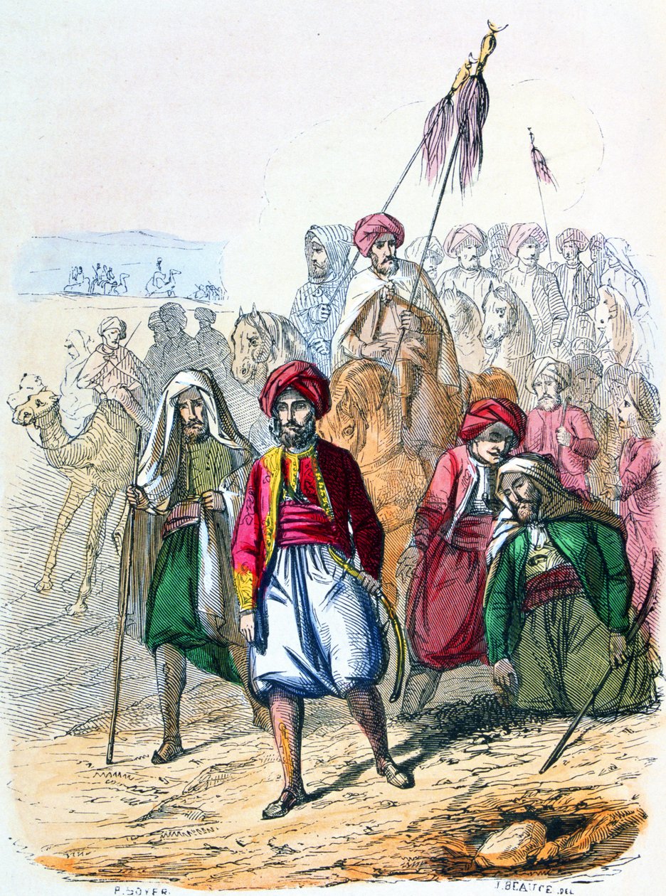 Ibrahim Pasha (1789-1848) til fods med sine tropper under felttoget mod wahhabitterne af Jean Adolphe Beauce